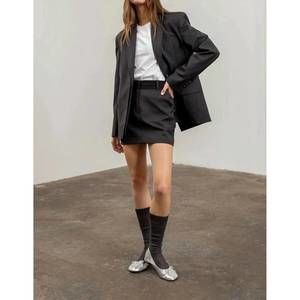 NEW MOON RIVER pin striped long sleeve blazer in charcoal
